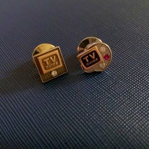 1940s 10k Gold Pins with Diamonds EMB CTO TV Guide Employee